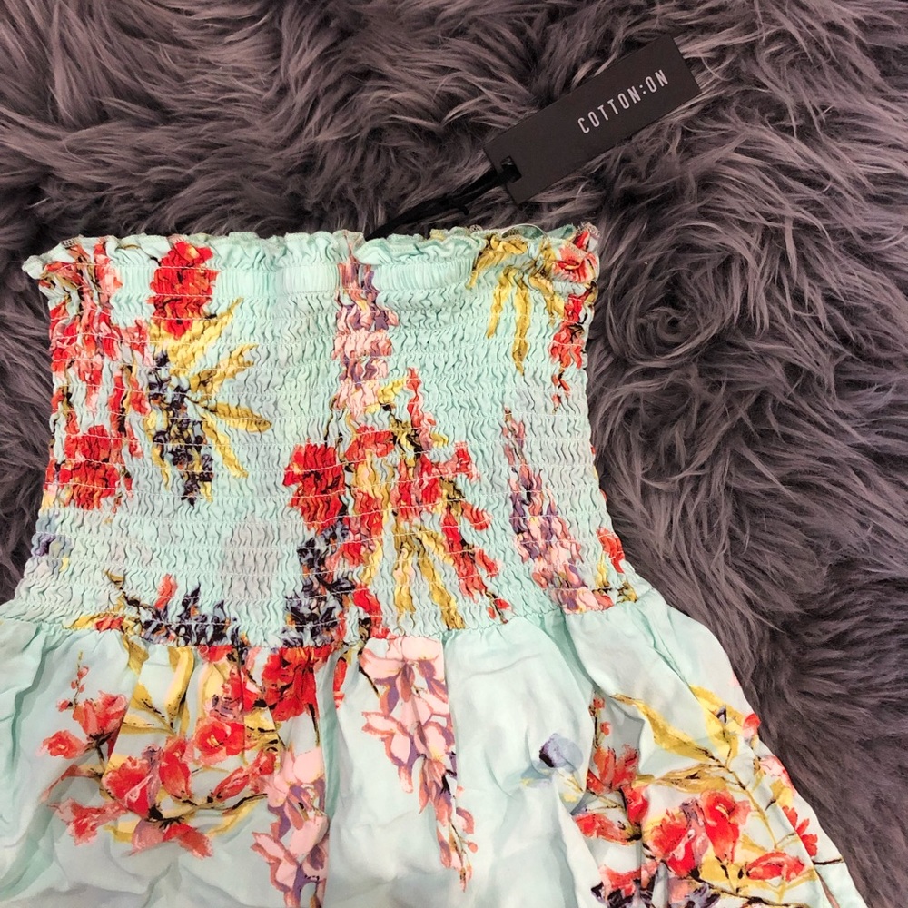 Turquoise and Floral Print Cotton On Romper - Picture 3 of 6